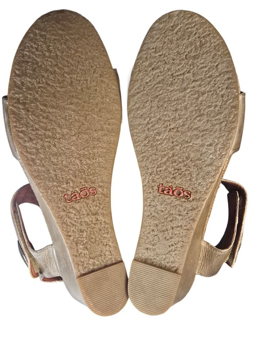 Taos Footwear Taupe Carousel 2 Leather Slingback Sandals with Gold Accents Sz.39 - Picture 6 of 11
